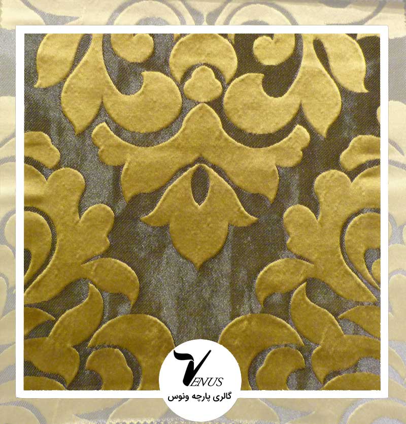 پارچه مبلی ترک اویپک | طرح کریستال رنگ طلایی طوسی