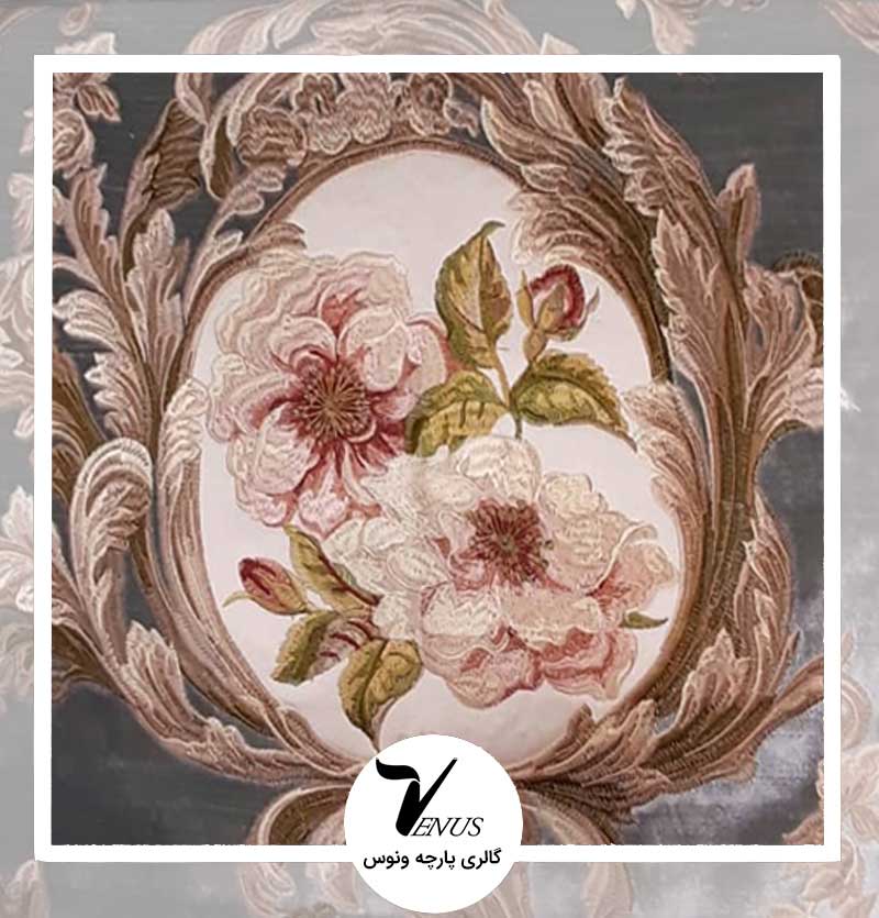 پارچه مبلی ترک | مخمل گلدوزی شده 2046 الحسین رنگ سبز