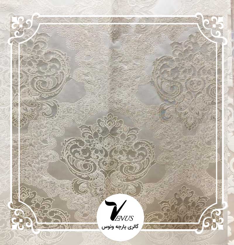 پارچه مبلی ترک کوبلن ساتن | طرح سامسون رنگ کرم روشن