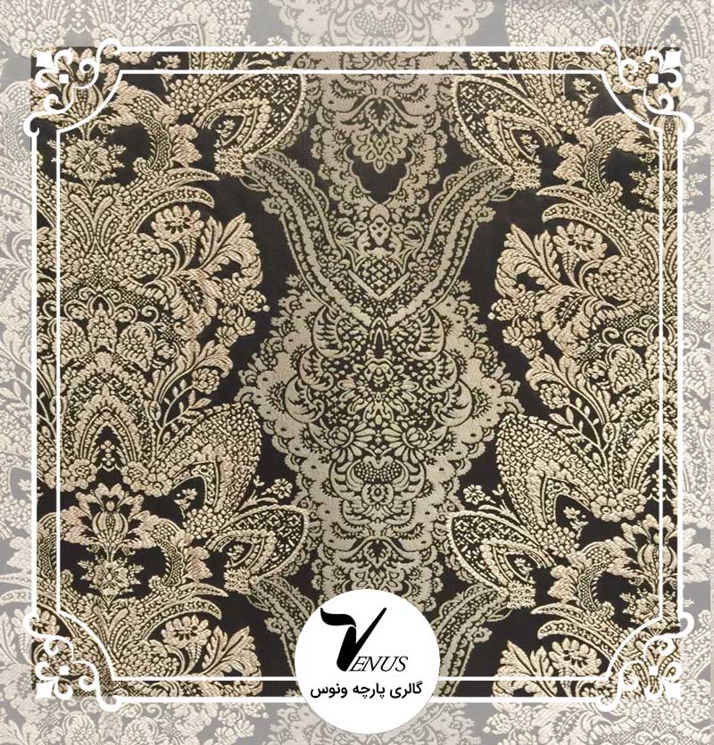 پارچه مبلی ترک کوبلن ساتن | طرح کلاسیک رنگ قهوهای