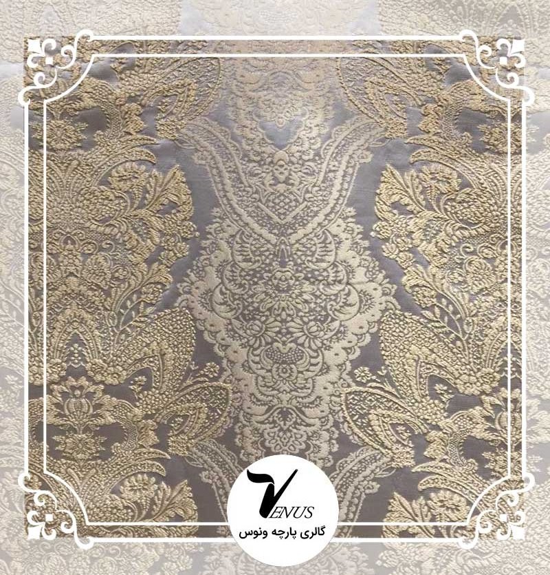 پارچه مبلی ترک کوبلن ساتن | طرح کلاسیک رنگ طوسی