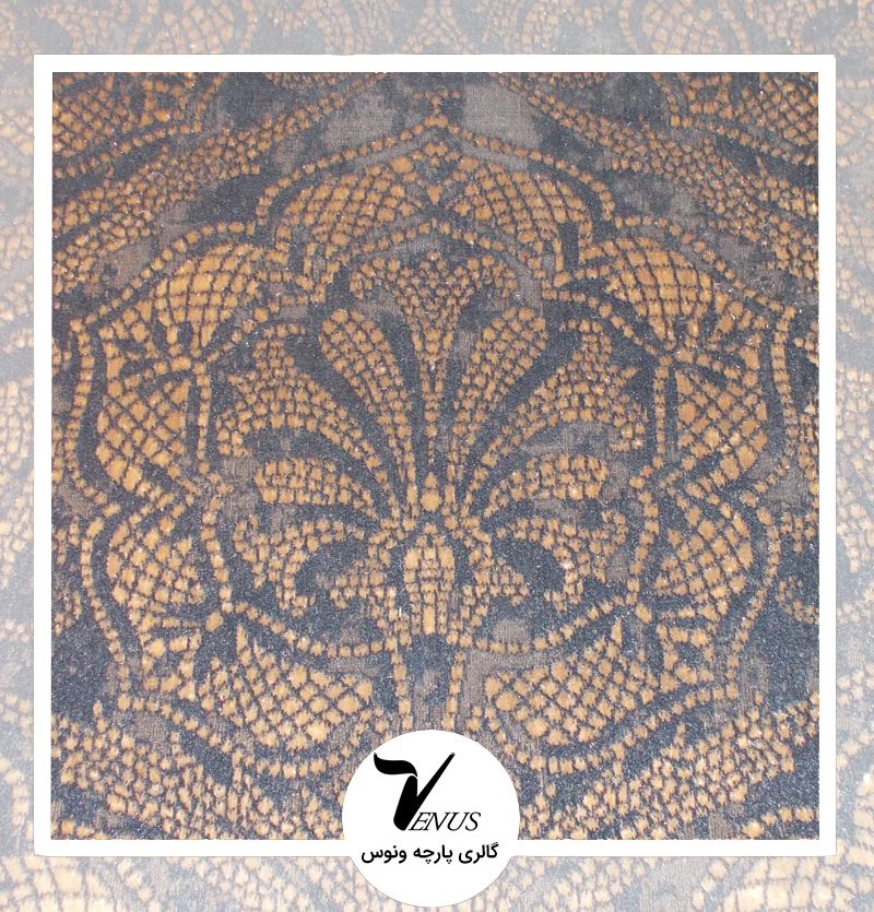 پارچه مبلی ترک اویپک | طرح مایا رنگ سرمه ای طلایی