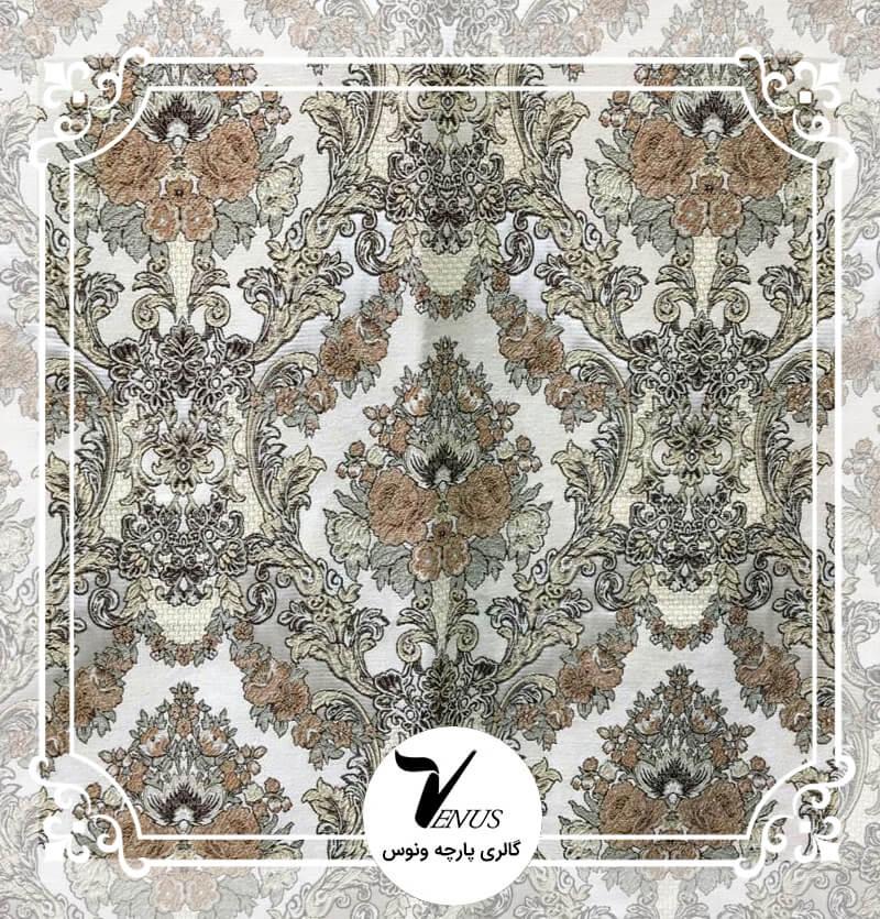 پارچه مبلی ترک شانل تافته |طرح بوراک رنگ کرم روشن