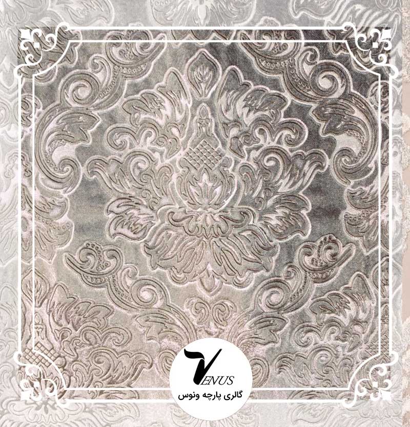 پارچه مبلی مخمل ترک | طرح کویین رنگ طوسی