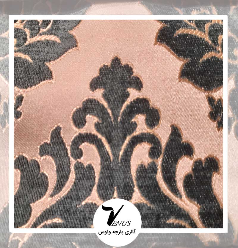 پارچه مبلی اویپک |طرح حارم|رنگ پوست پیازی با گل تیره