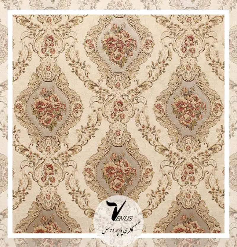 پارچه مبلی شانل ترک سه گل چهار گل تافته | سامسا 3 رنگ