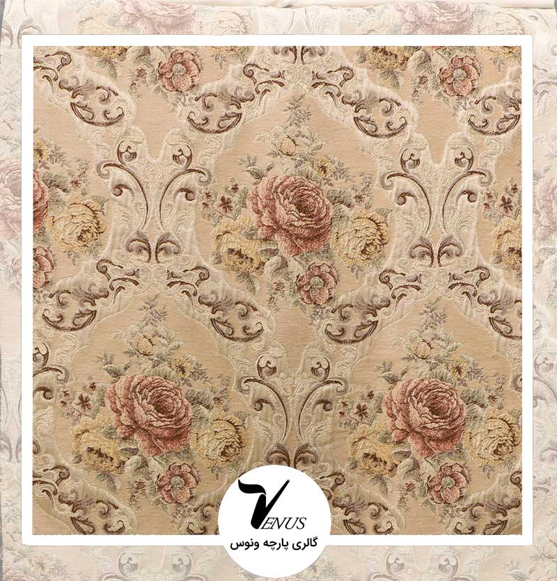 پارچه مبلی ترک شانل تافته لیس| کد L179.2202 | رنگ کرم