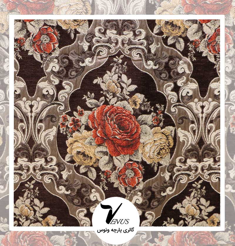پارچه مبلی ترک شانل تافته لیس| کد L179.25502 | رنگ قهوه ای سوخته