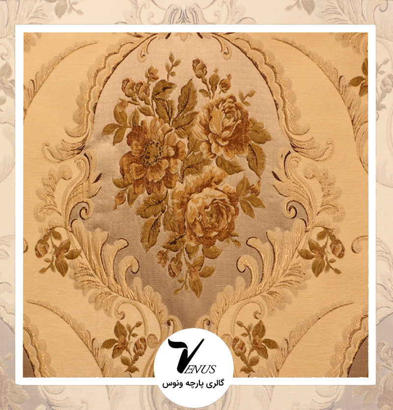 پارچه مبلی ایشیک قطیفه ترکیه| طرح گلد 102 | رنگ طلایی