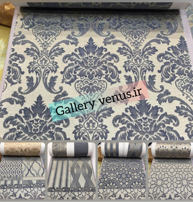 پارچه مبل سلطنتی ترک کوبلن ساتن طرح دار ذغال سنگی نسکافه Liza