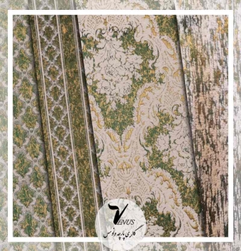 پارچه مبلی جدید شانل طرح دار سبز Narsis