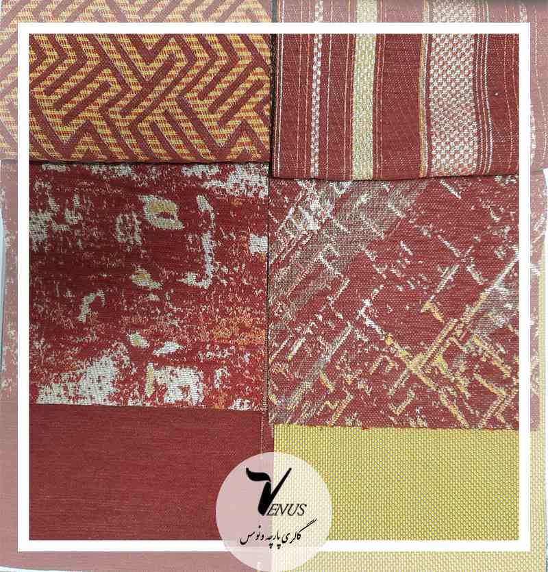 پارچه مبلی جدید راحتی شانل کنفی یزد قرمز آجری | 7طرح Europe