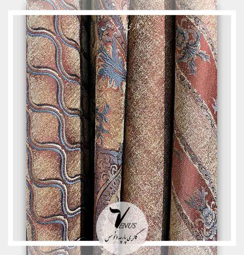پارچه مبلی جدید ترک شانل 4طرح گلدار راه پتینه ساده لوزی Marfa