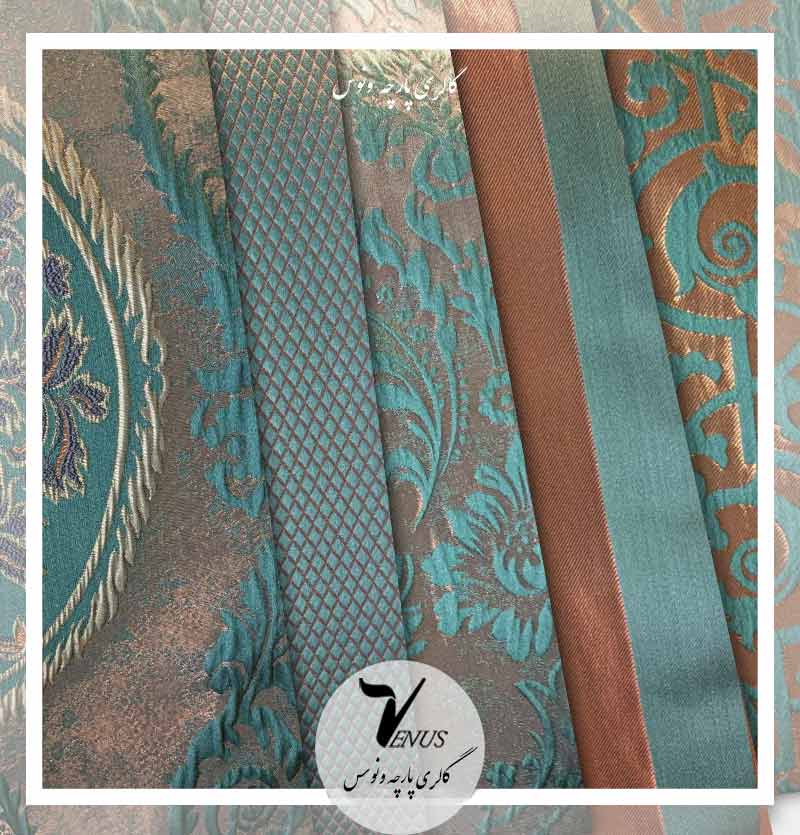 پارچه مبلی ترک سلطنتی کوبلن ساتن سبز طلایی | Cimo Citto