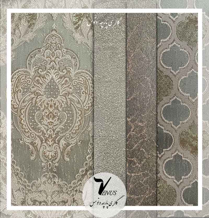 پارچه مبلی جدید یزد درجه یک کوبلن ساتن سبز 5 طرح | Boyka