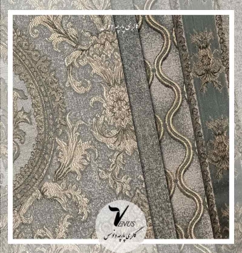 پارچه مبل راحتی و سلطنتی ترک شانل تافته طوسی آبی 4 طرح Marfa