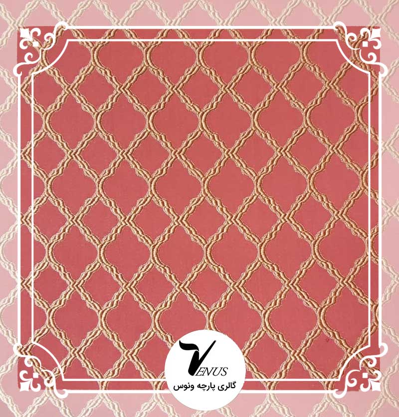 پارچه مبلی طرح پوپا رنگ قرمز طلایی