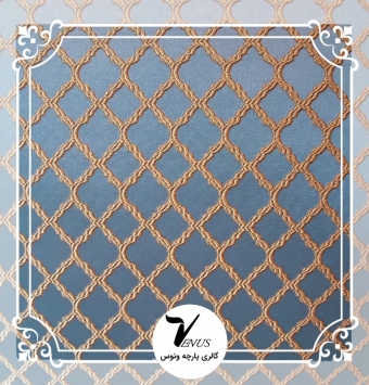 پارچه مبلی طرح پوپا رنگ آبی طلایی