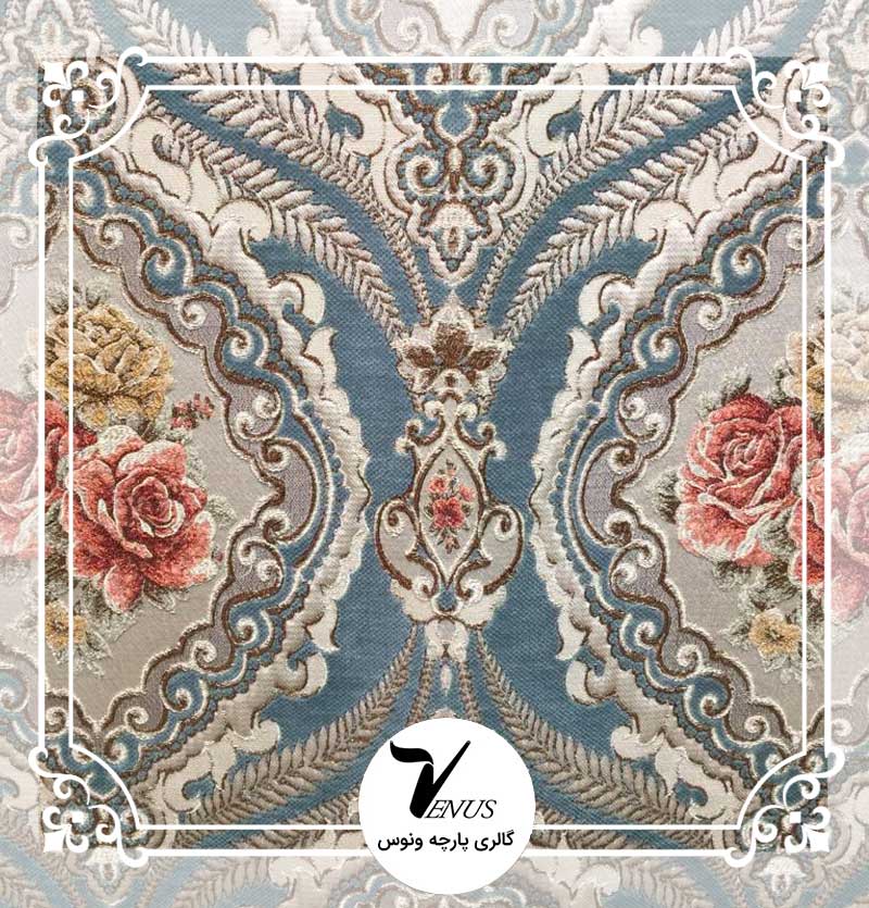 پارچه مبلی ترک شانل طرح L193K3 رنگ سبزآبی