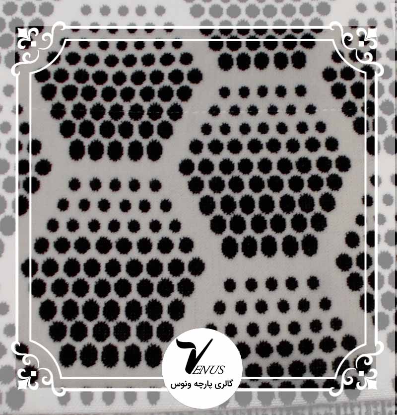 پارچه مبلی ترک اویپک طرح مایا رنگ سفید مشکی طرح 3