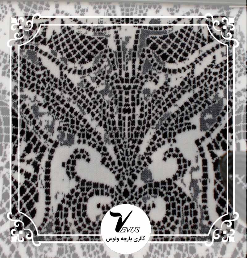پارچه مبلی ترک اویپک طرح مایا رنگ سفید مشکی طرح 4