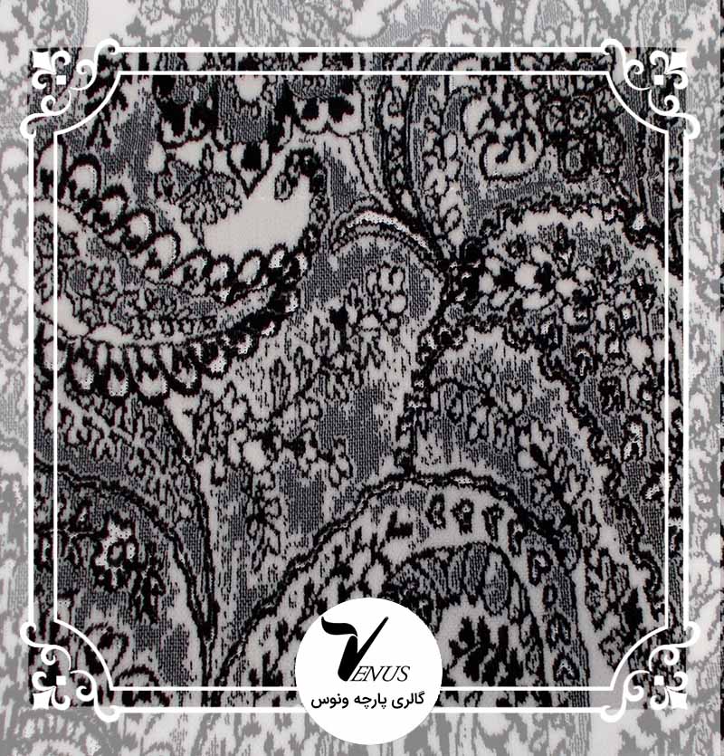 پارچه مبلی ترک اویپک طرح مایا رنگ سفید مشکی طرح 7