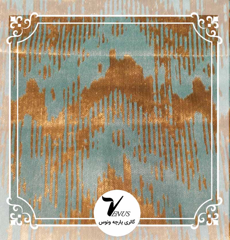 پارچه مبلی ترک اویپک طرح مایا رنگ سبز آبی طلایی طرح3