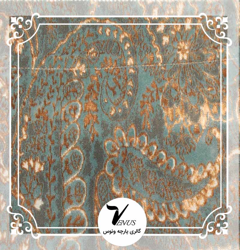 پارچه مبلی ترک اویپک طرح مایا رنگ سبز آبی طلایی طرح4