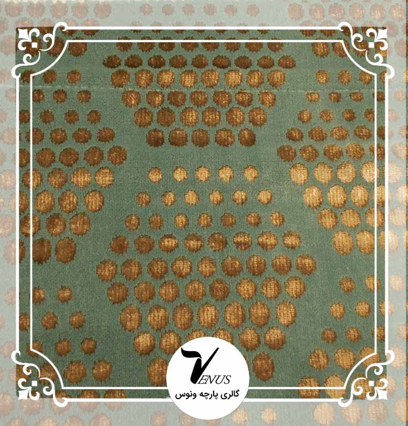 پارچه مبلی ترک اویپک طرح مایا رنگ سبز آبی طلایی طرح6