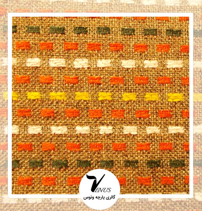 پارچه مبلی اویپک| طرح بتا | رنگ قهوه ای-کرمی-قرمز-زرد 2