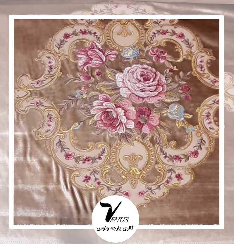 پارچه مبلی مخمل گلدوزی ترک