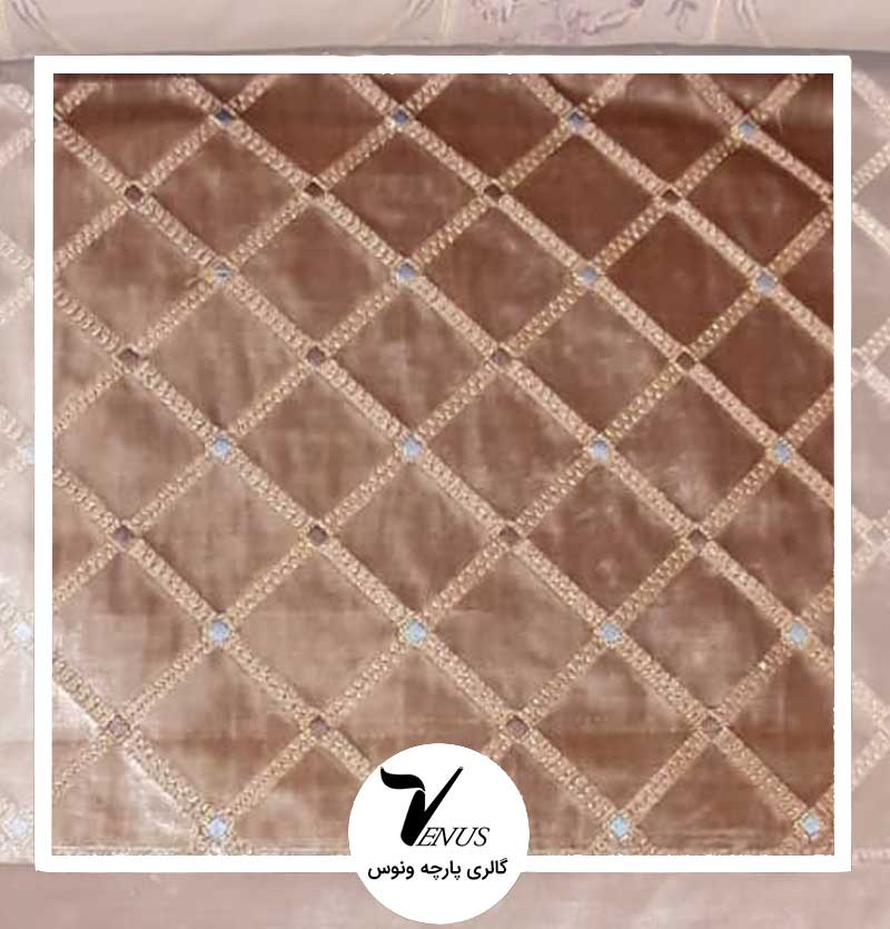 پارچه مبلی مخمل گلدوزی ترک طرح لوز