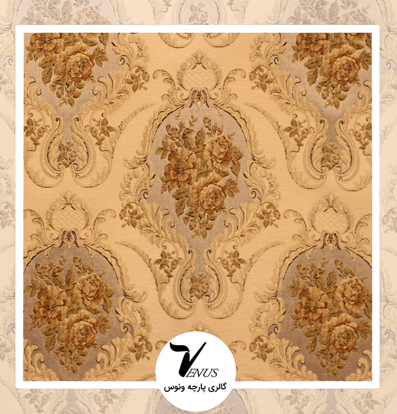 پارچه مبلی ایشیک قطیفه ترکیه| طرح گلد 102 | رنگ طلایی