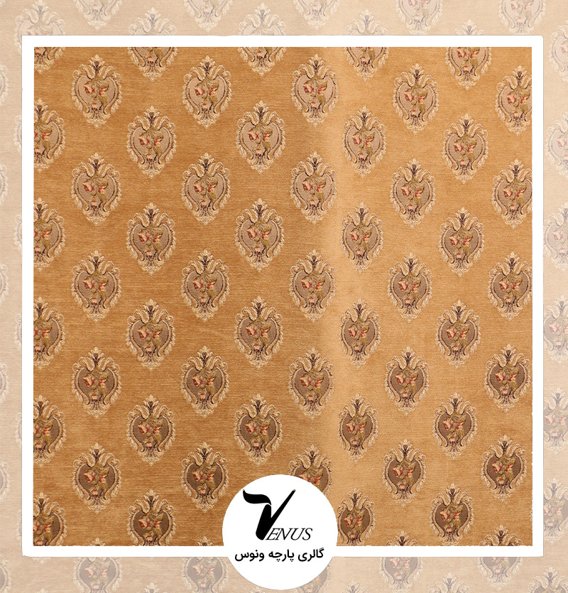 پارچه مبلی ایشیک قطیفه ترکیه | طرح گلد 405 | رنگ طلایی