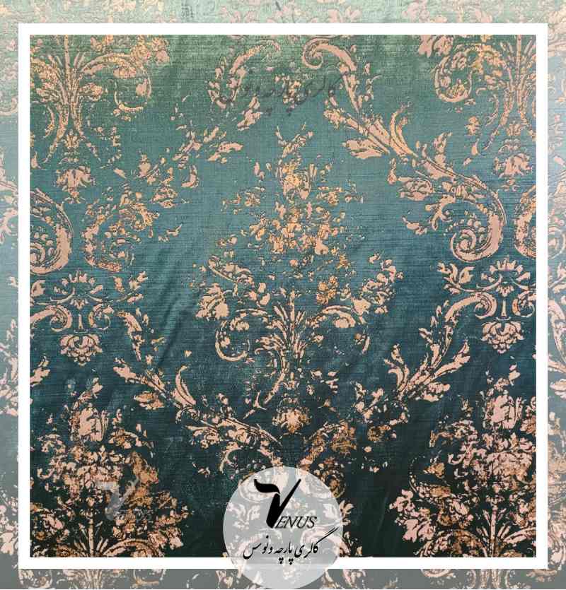 نمونه طرح گل پارچه مبلی مخمل ترک Valerio سبز زمردی