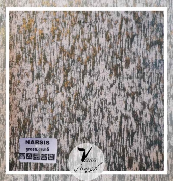 پارچه مبل شانل پتینه سبز طلایی Narsis تراکم بالا