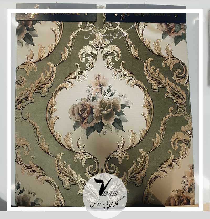 قیمت و خرید پارچه مبلی ترک شانل تک گل سبز Sorenta