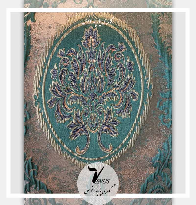 پارچه مبل سلطنتی ترک سبز طلایی