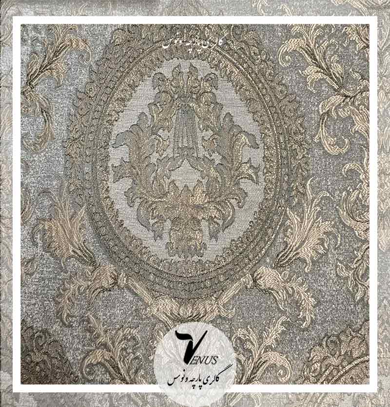 خرید پارچه مبلی گل داماس آبی طوسی برای استیل و راحتی