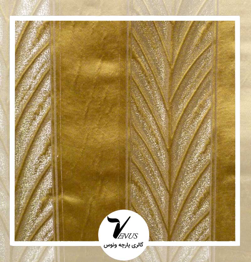 پارچه مبلی ترک اویپک فلورا رنگ طلایی طرح گل راه راه