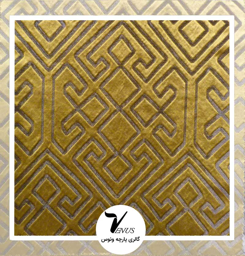 پارچه مبلی طرح کریستال رنگ طلایی