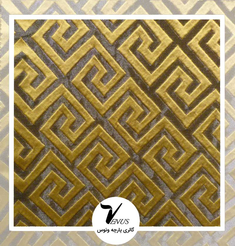 پارچه مبلی طرح کریستال رنگ طلایی
