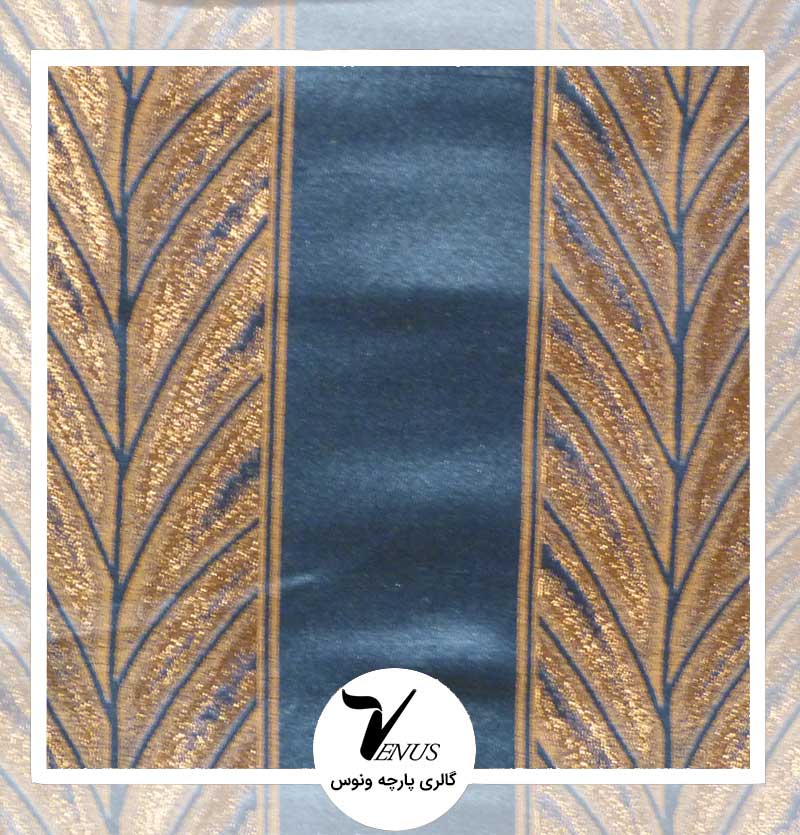 پارچه مبلی ترک رنگ طلایی و آبی نفتی فلورا 3