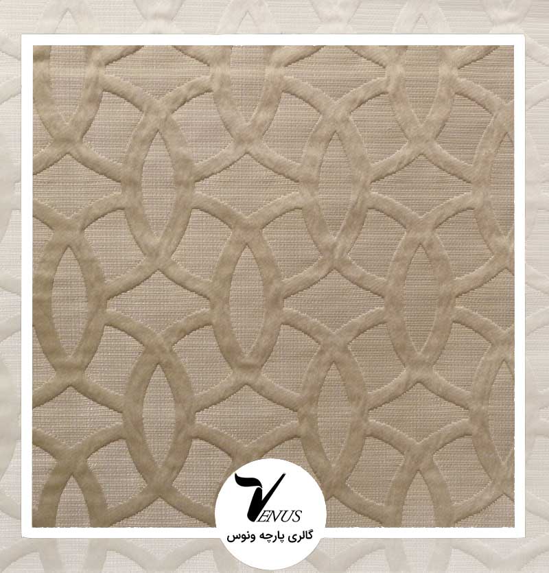 پارچه مبلی ترک اویپک کرم مریت طرح لوزی دایره ای