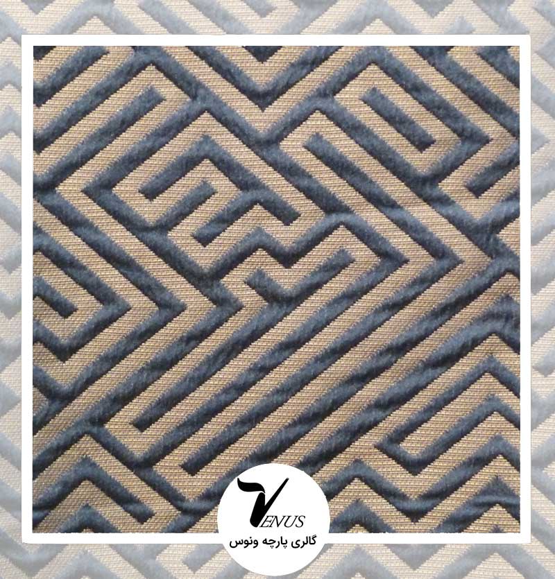 پارچه مبلی ترک طرح مریت رنگ آبی نفتی درباری 2