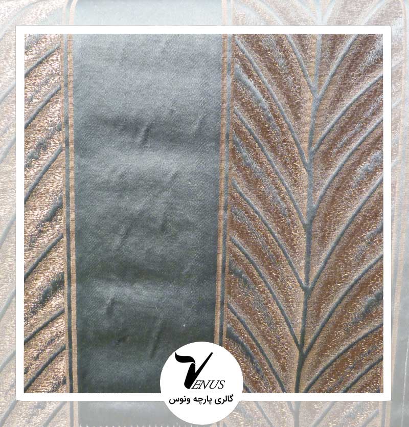 پارچه مبلی ترک رنگ سبزآبی طلایی مدل فلورا