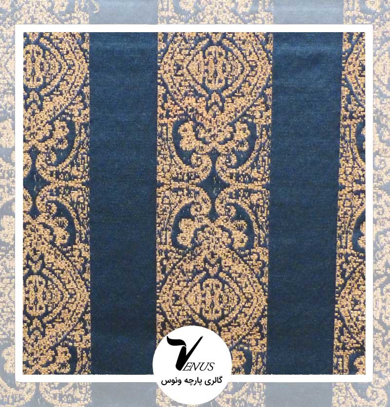 پارچه مبلی ترک طرح لایف رنگ آبی نفتی درباری 2