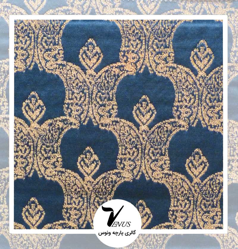 پارچه مبلی ترک طرح لایف رنگ آبی نفتی درباری 1