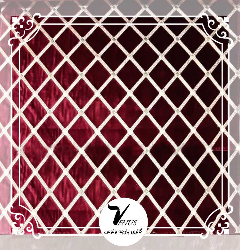 پارچه مبلی ترک مخمل گلدوزی شده طرح لوز