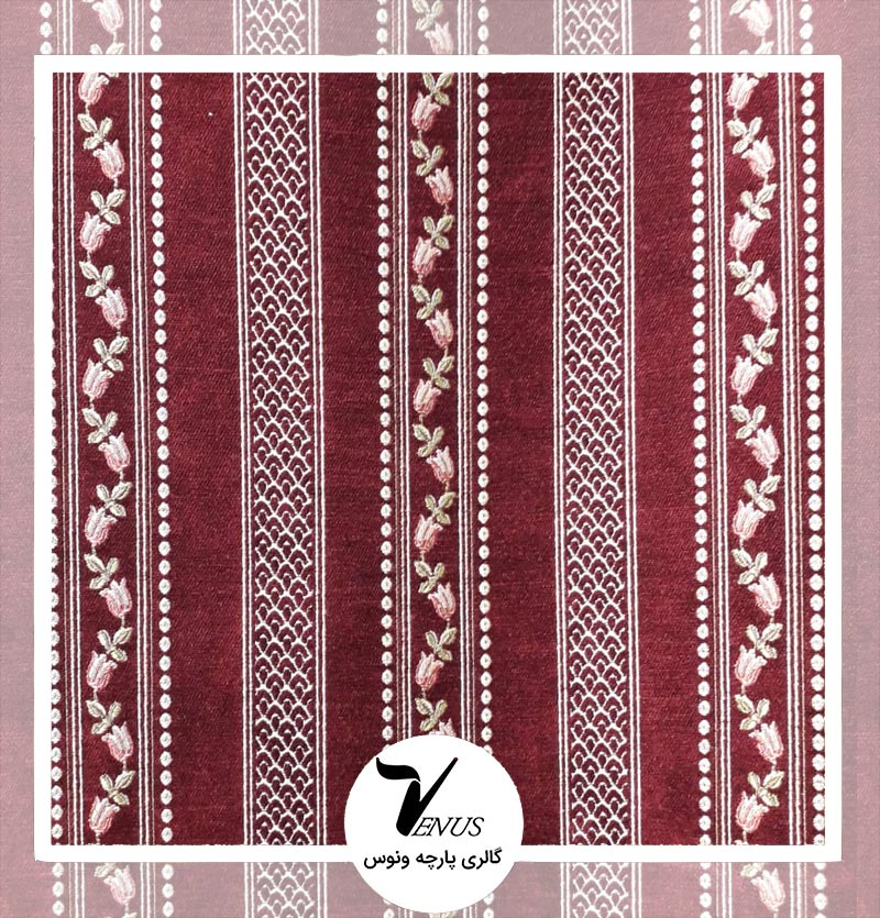 پارچه مبلی ترک شانل تافته پینار رنگ زرشکی طرح راه